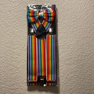 Rainbow Bow Tie And Suspender Set